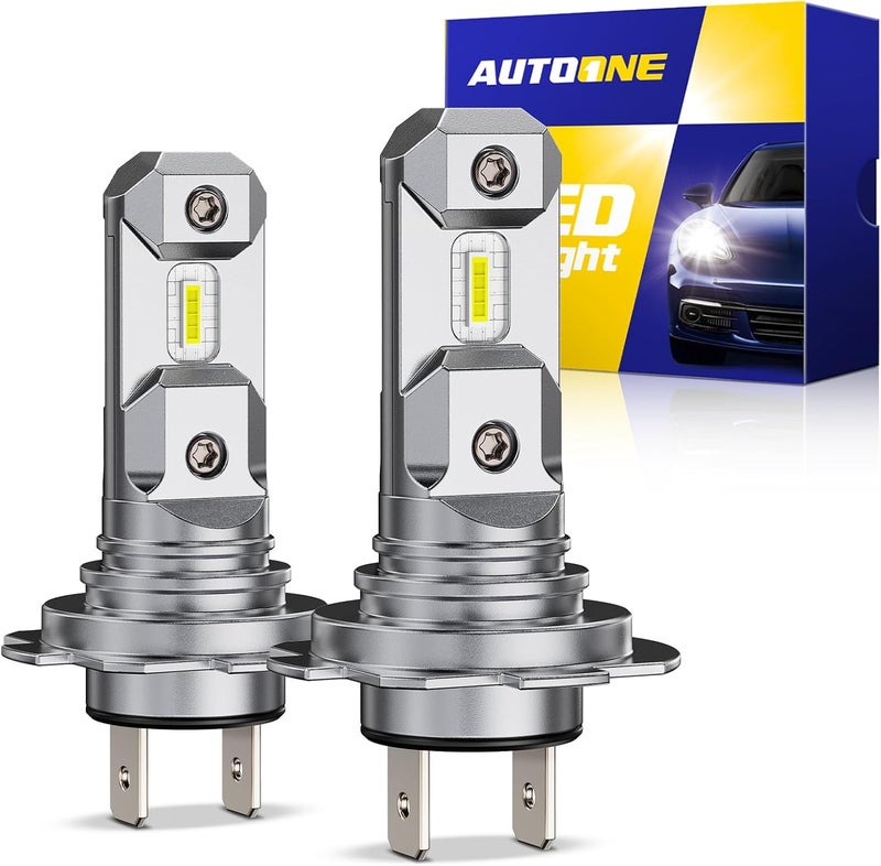 AUTOONE H7 LED Light Bulbs, 44,000LM 800% Super Brightness 6500K White, No Adapter Required, Non-Polarity Anti Flicker, 1:1 Mini Size H7LL Fog Light Bulbs for Night Driving, Plug-N-Play, Pack of 2 - Image 1